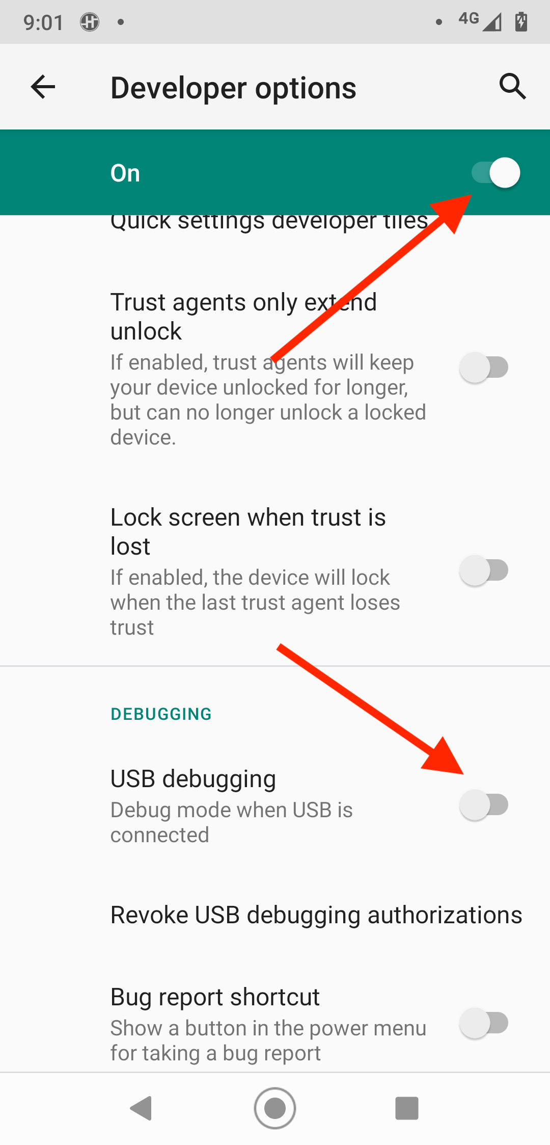 Enable USB debugging